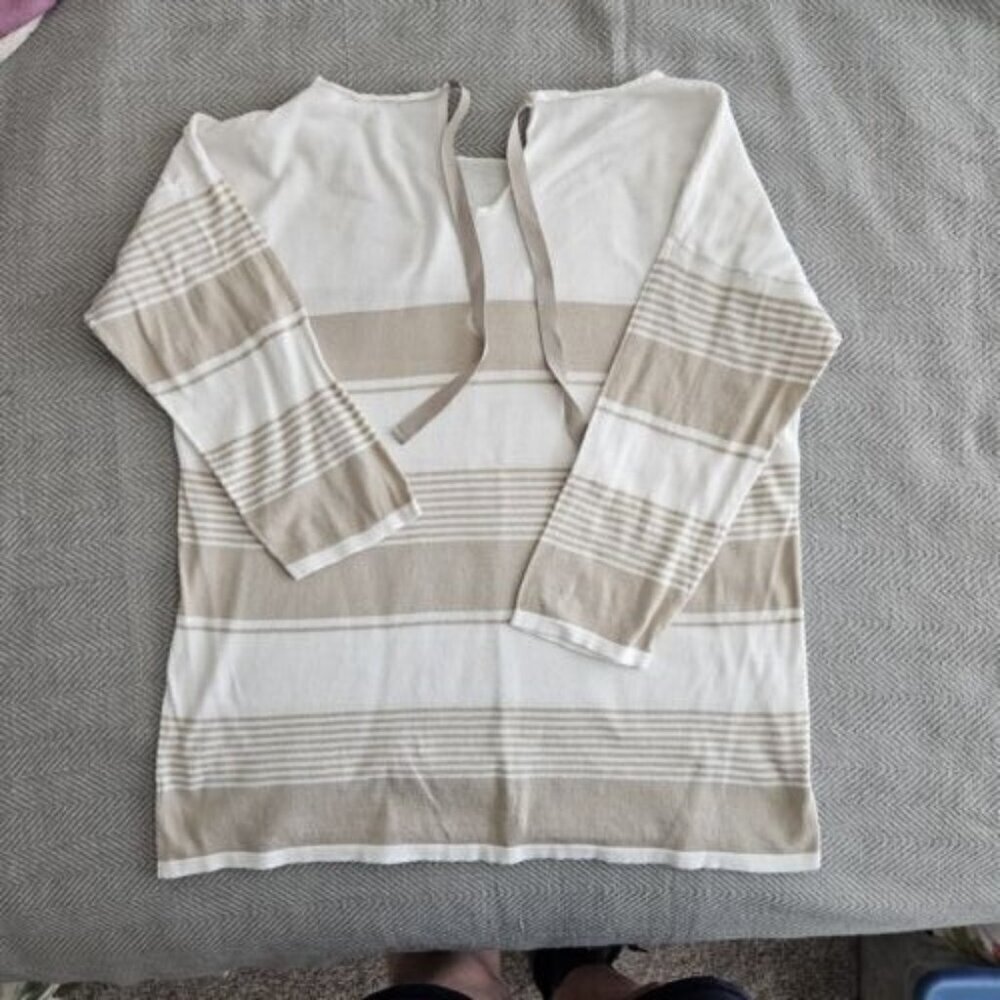 Anne Taylor‎ Loft DROP SHOULDER CREW NECK 3/4 SLEEVE TOP  Size M